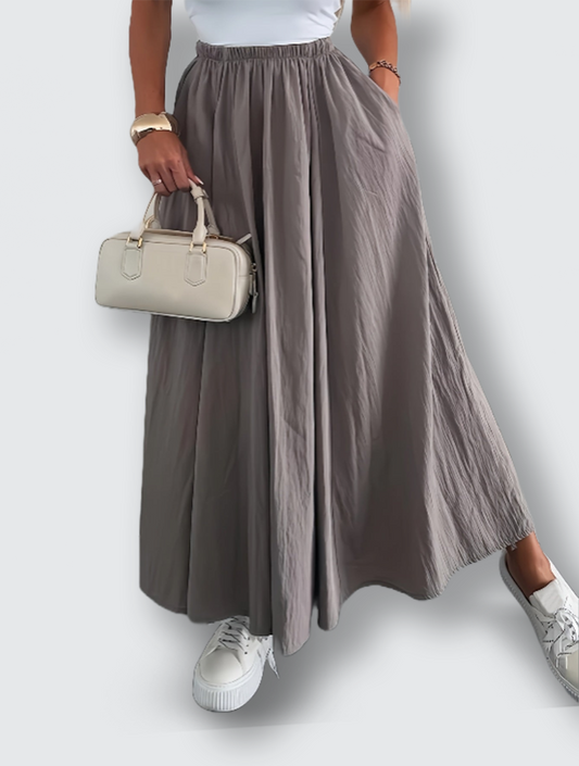 Adina – Højmidjet maxikjole med lommer