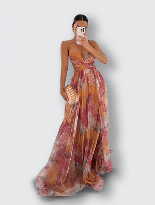 Elegant klänning i akvarellfärg - YourFashions