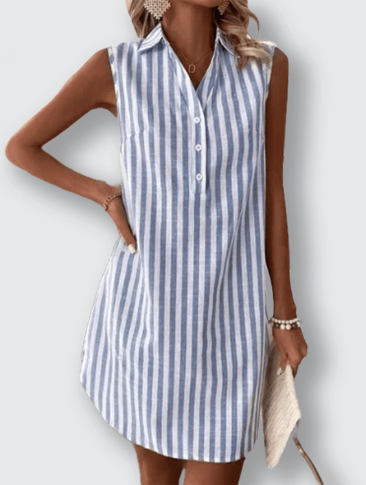 Linnea - Elegant randig skjortklänning - Véloria Studios