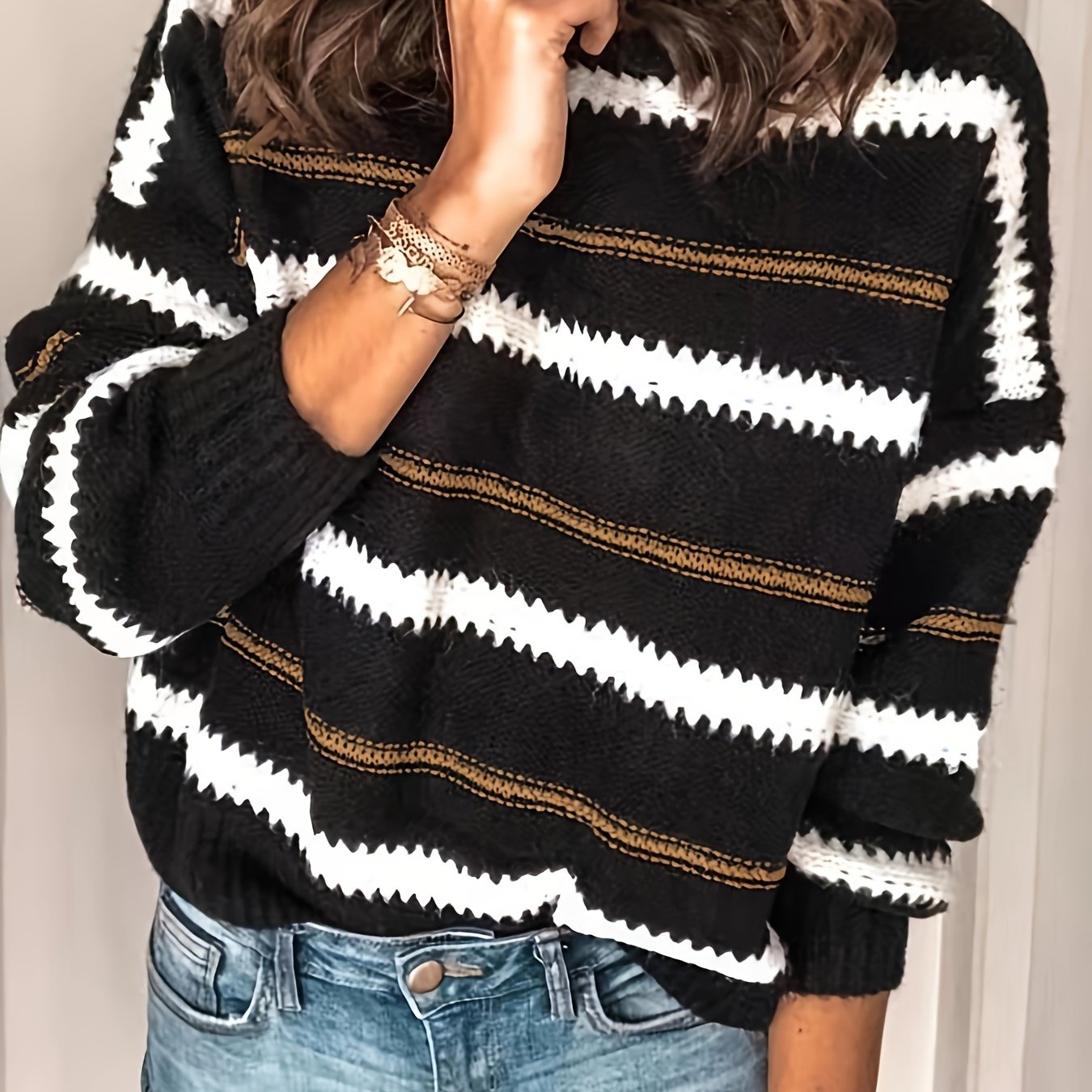 Adela – Off-shoulder stickad tröja för alla säsonger
