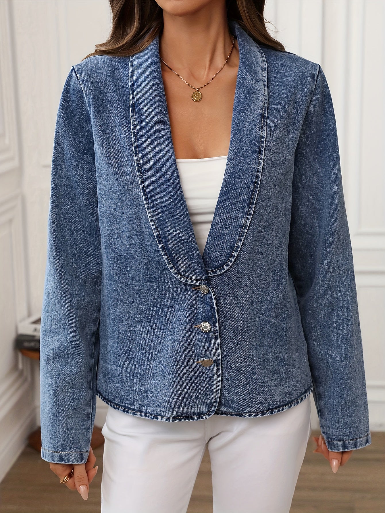 Anja – Elegant denimjacka för vår och höst - Véloria Studios