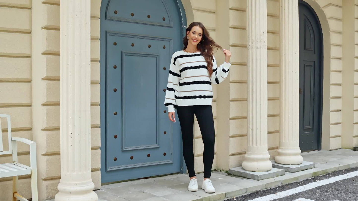 Adela – Off-shoulder stickad tröja för alla säsonger