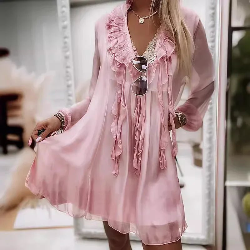 Jonna – Lång chiffongblus med blommönster - Véloria Studios