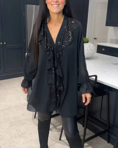 Ksenia – Elegant Damblus med Volangdetalj - Véloria Studios