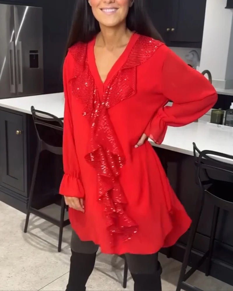 Ksenia – Elegant Damblus med Volangdetalj - Véloria Studios